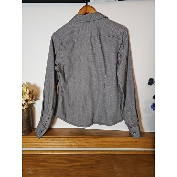 George Womens M Black White Plaid Casual Button Up Long Sleeve Shirt - Picture 4 of 4